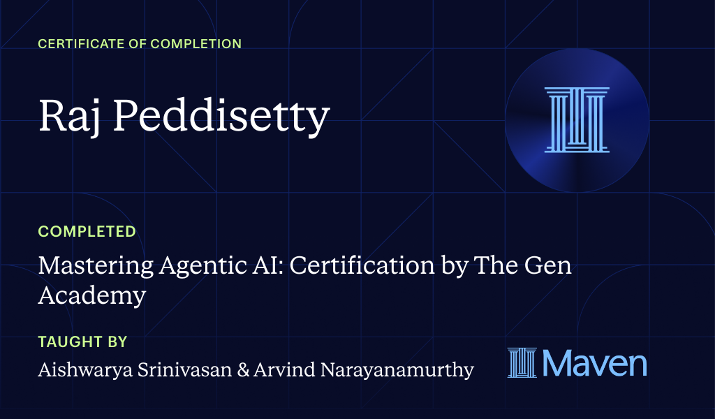 Certificate for Mastering Agentic AI: Certification by The Gen Academy