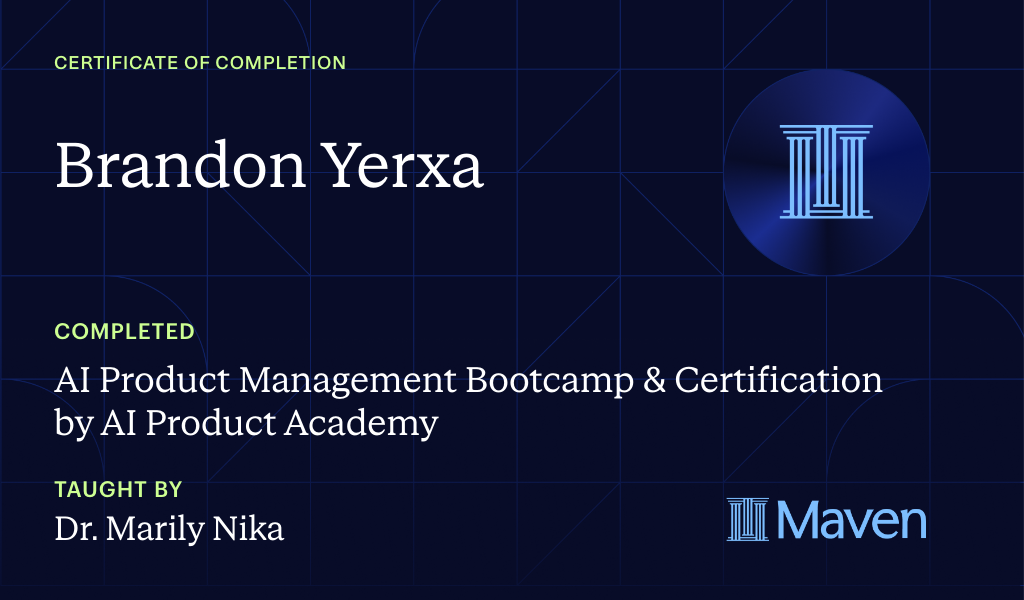 Certificate for AI Product Management Bootcamp & Certification by AI Product Academy