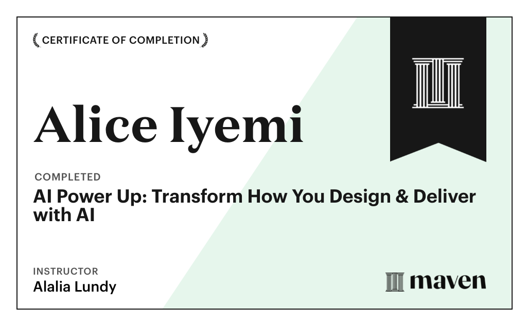 Certificate for AI Power Up: Transform How You Design & Deliver with AI