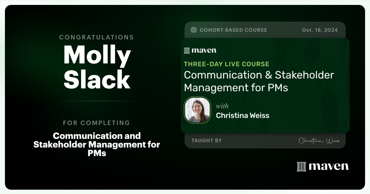 Certificate of Completion for Communication and Stakeholder Management for PMs