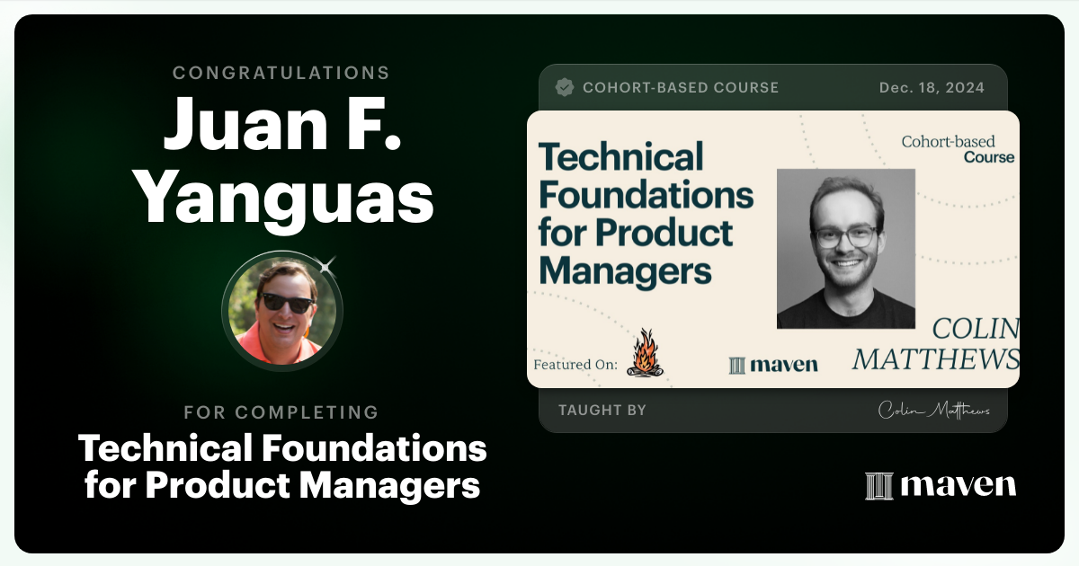 Certificate of Completion for Technical Foundations for Product Managers