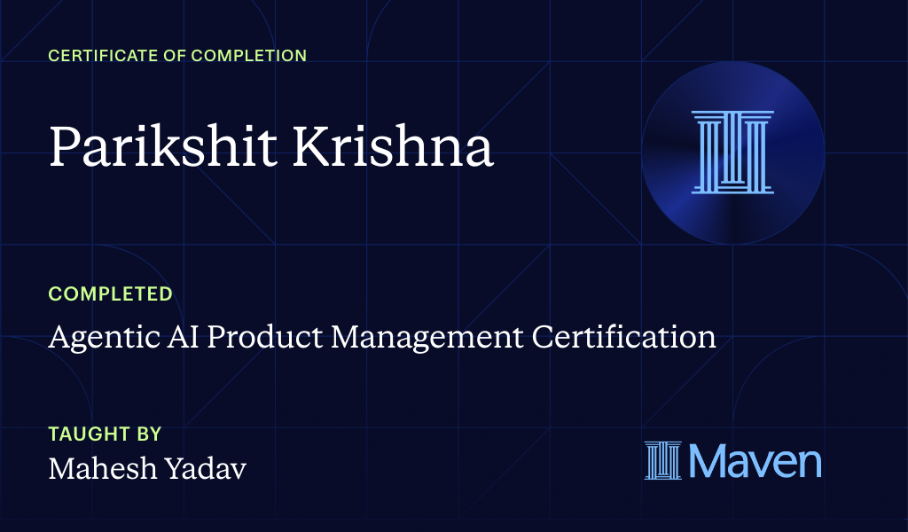 Certificate for Agentic AI Product Management Certification using Claude Code