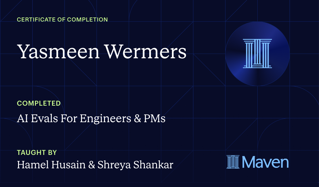 Certificate for AI Evals For Engineers & PMs
