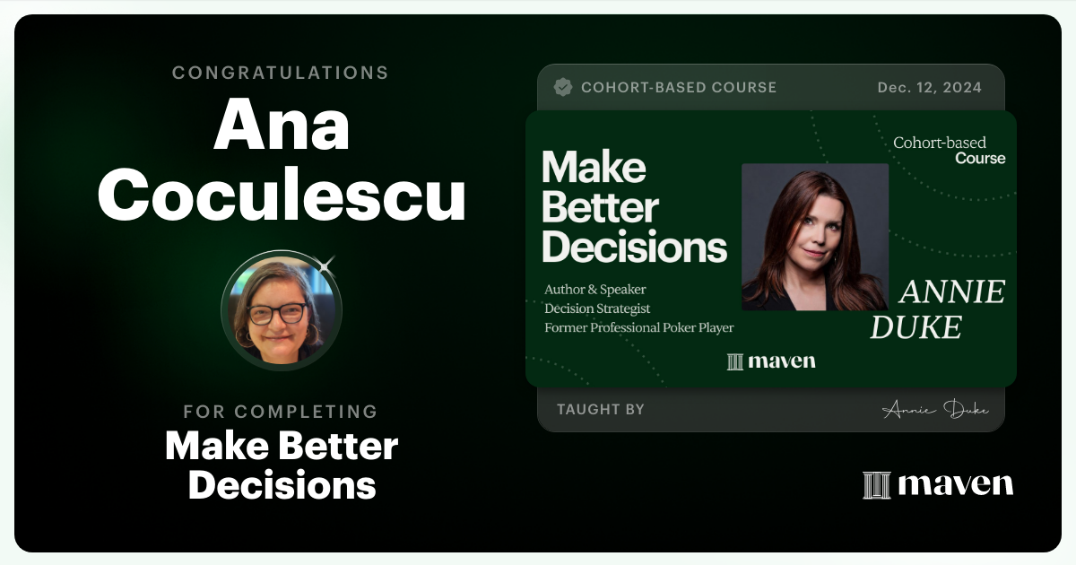 Certificate of Completion for Make Better Decisions