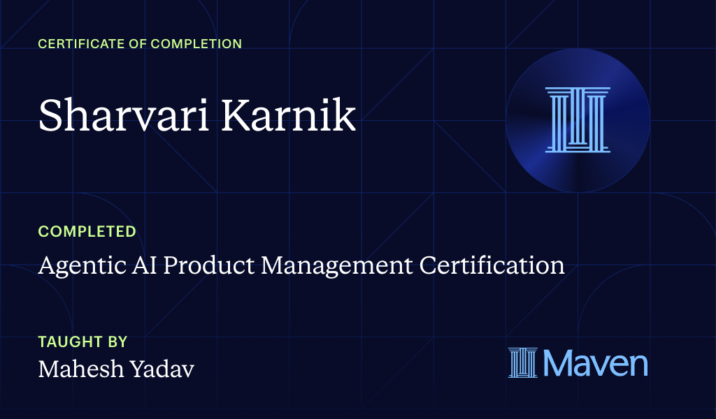 Certificate for Agentic AI Product Management Certification