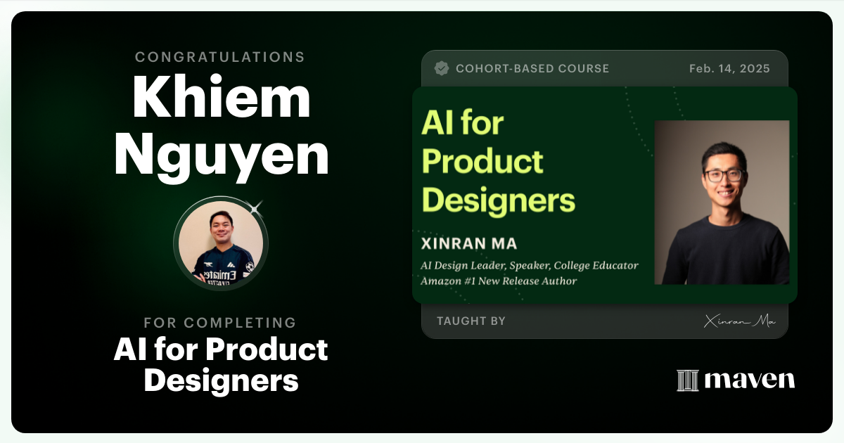 Certificate of Completion for AI for Product Designers
