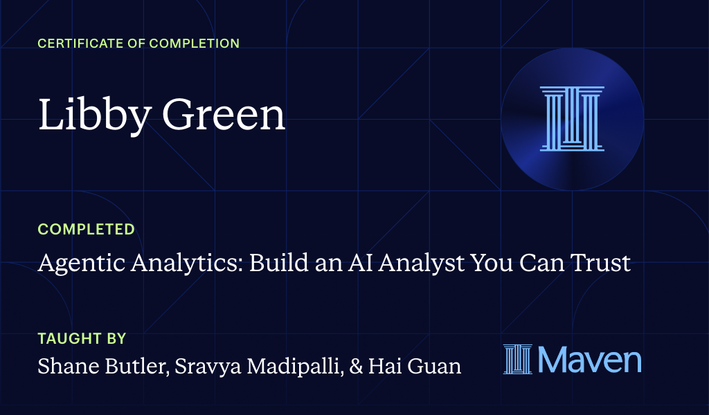 Certificate for Agentic Analytics: Build an AI Analyst