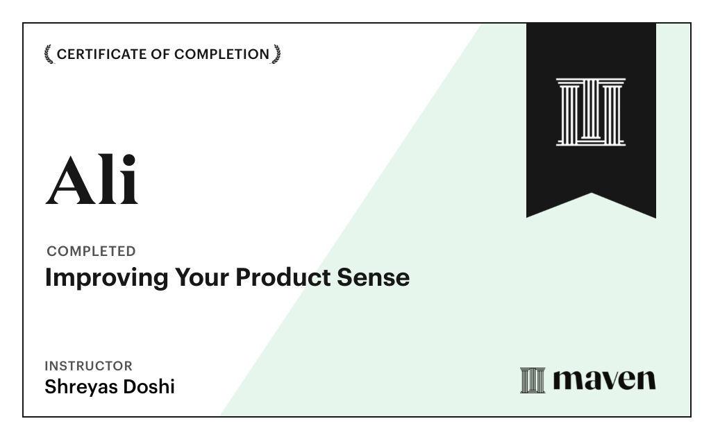 Certificate for World-class Product Sense in Practice