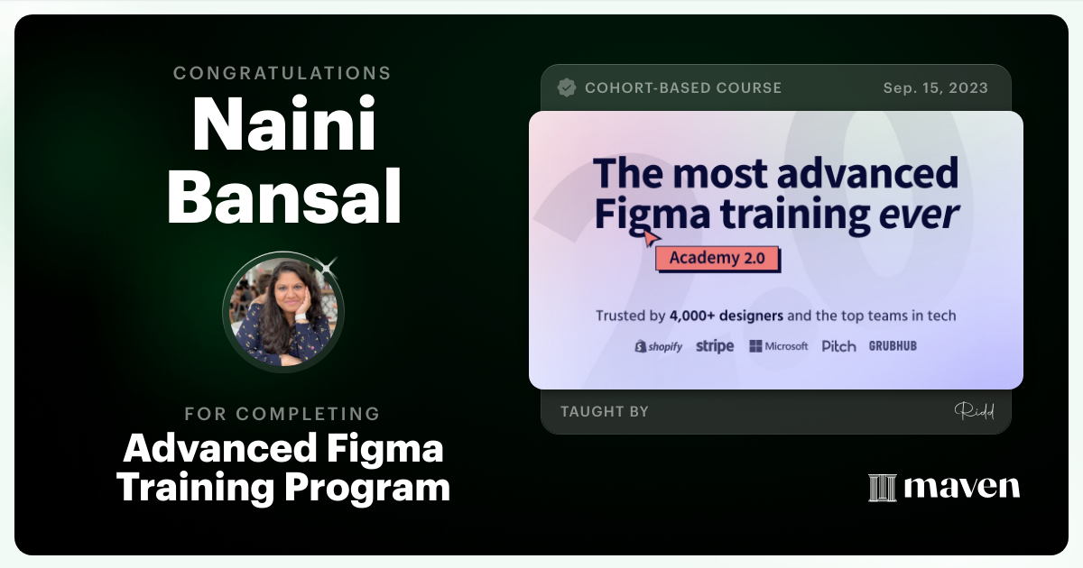 Certificate of Completion for Advanced Figma Training Program