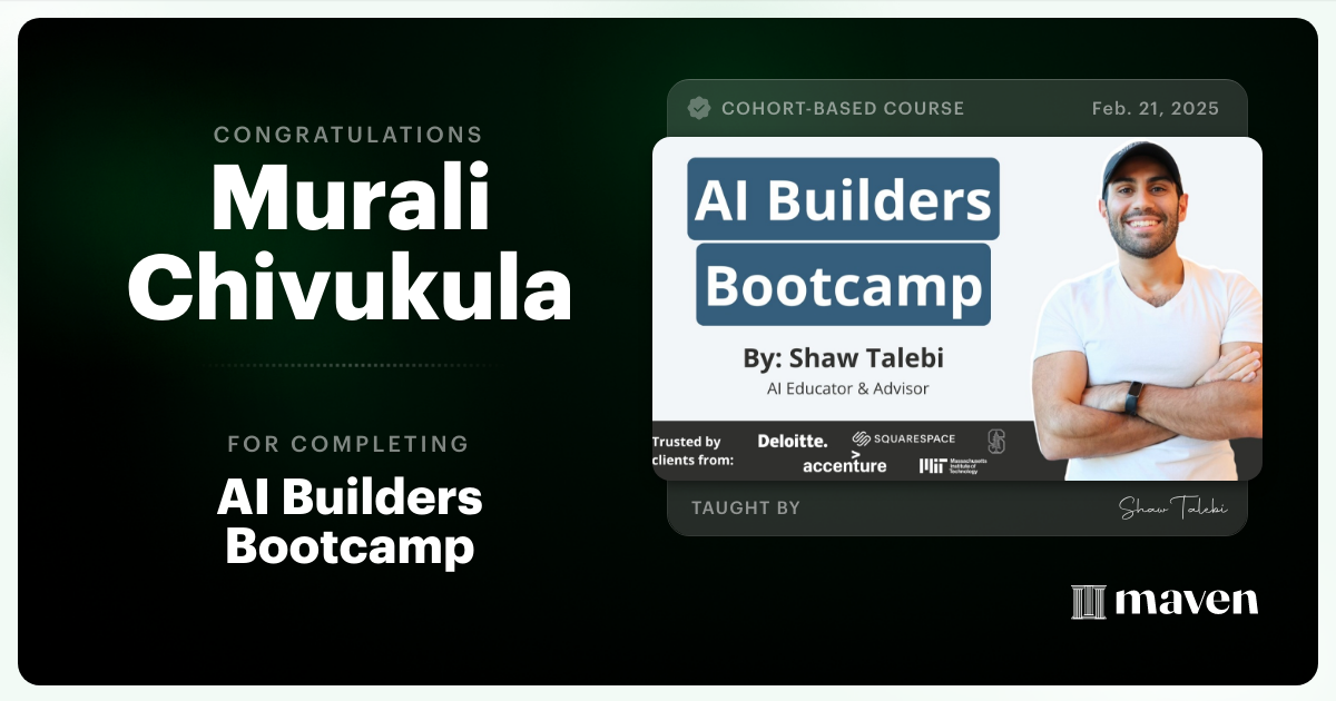 Certificate of Completion for AI Builders Bootcamp