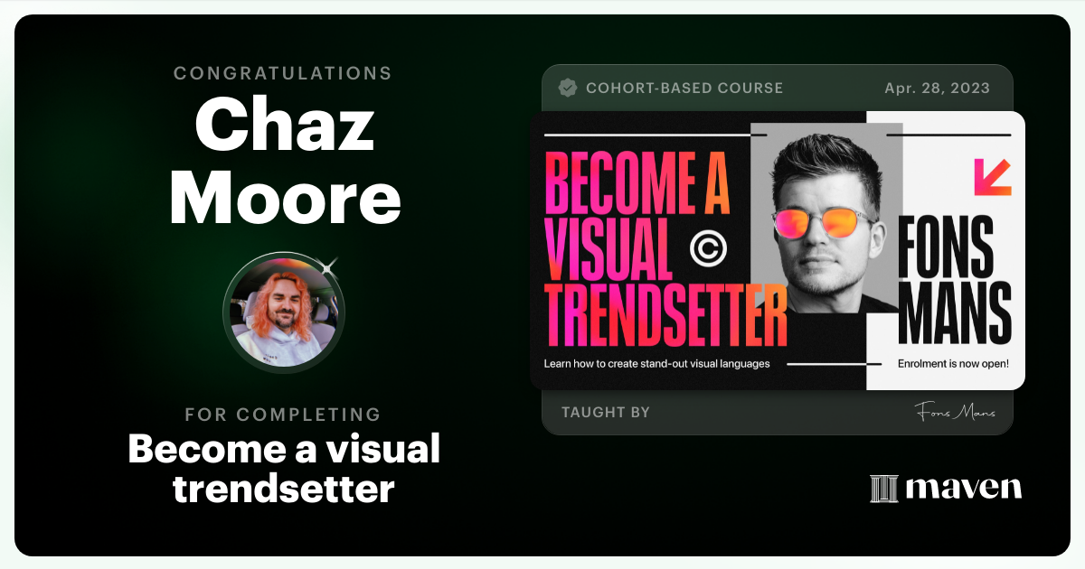 Certificate of Completion for Become a Visual Trendsetter