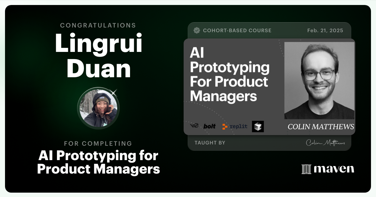 Certificate of Completion for AI Prototyping for Product Managers
