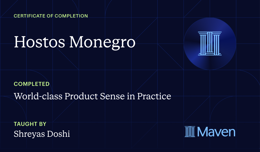 Certificate for World-class Product Sense in Practice