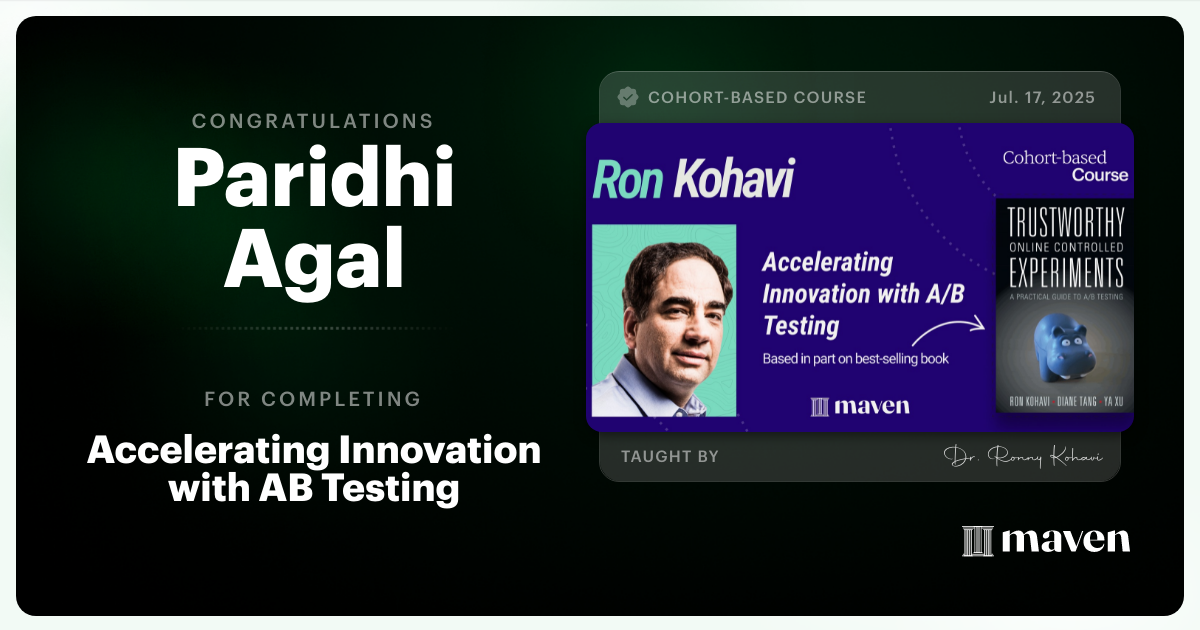 Certificate of Completion for Accelerating Innovation with A/B Testing