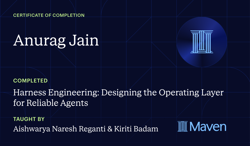Certificate for Harness Engineering: Designing the Operating Layer for Reliable Agents