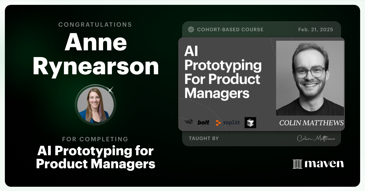 Certificate of Completion for AI Prototyping for Product Managers