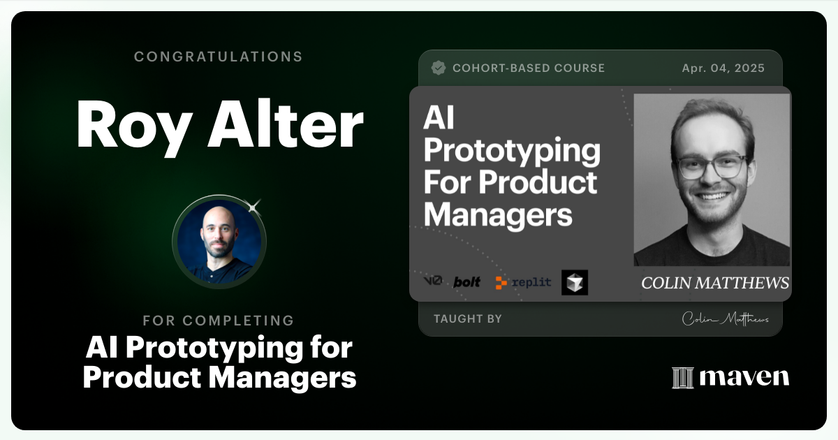 Certificate of Completion for AI Prototyping for Product Managers