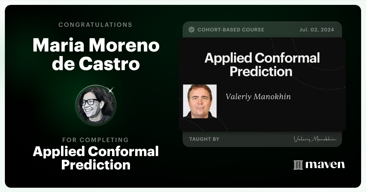 Certificate of Completion for Applied Conformal Prediction