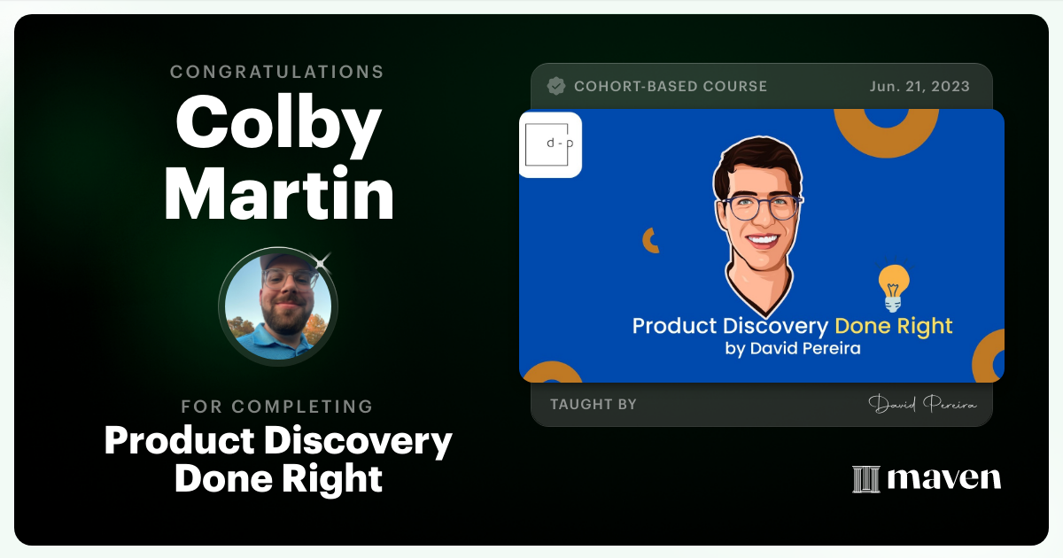 Certificate of Completion for Mastering Product Discovery