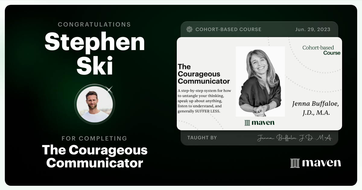 Certificate of Completion for The Courageous Communicator