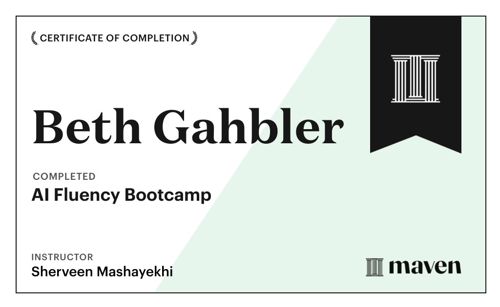 Certificate for AI Fluency Bootcamp