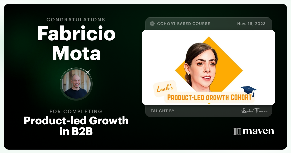 Certificate of Completion for Product-led Growth in B2B