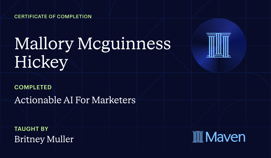 Certificate for Actionable AI For Marketers