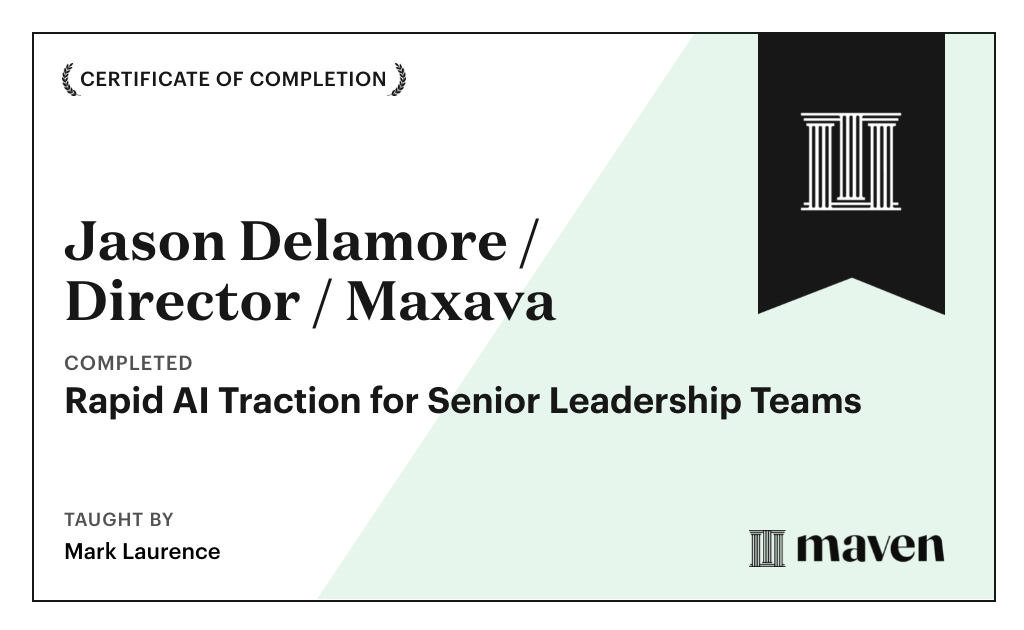 Certificate for Rapid AI Traction for Senior Leadership Teams