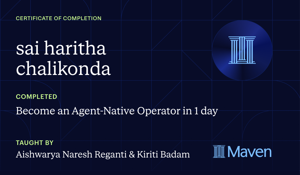 Certificate for Become an Agent-Native Operator in 1 day