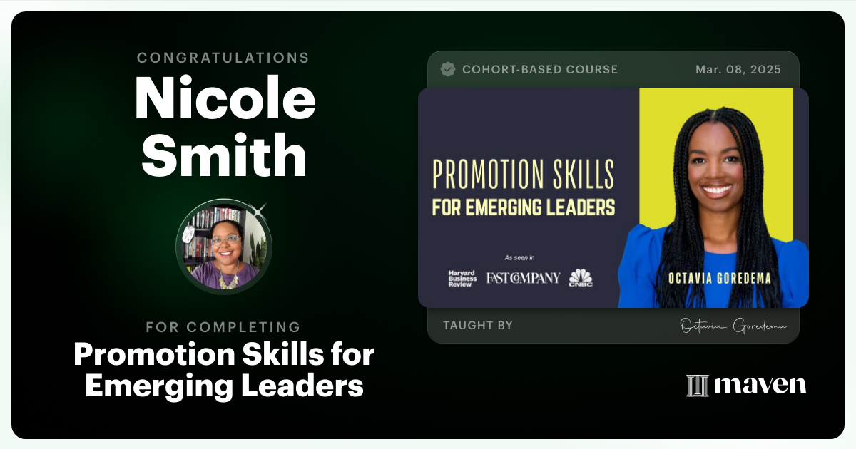 Certificate of Completion for Promotion Skills for Emerging Leaders