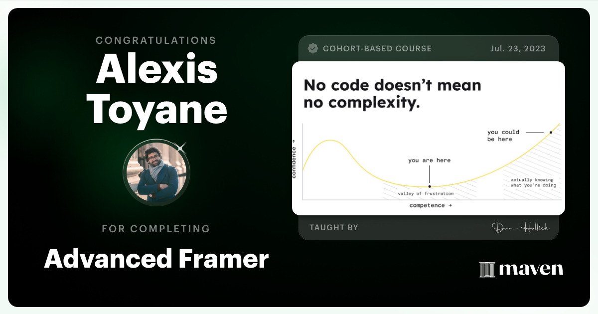 Certificate of Completion for Advanced Framer