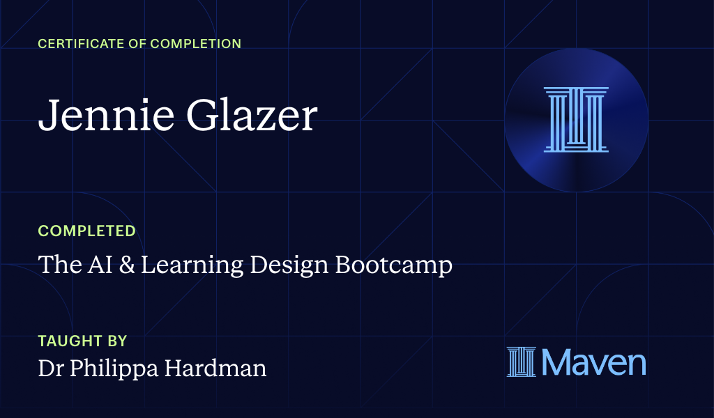 Certificate for The AI Bootcamp for L&D