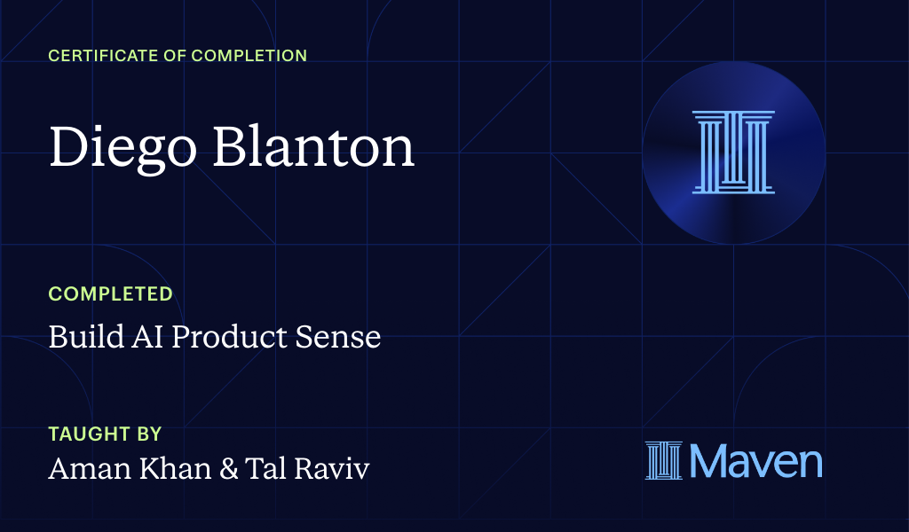 Certificate for Build AI Product Sense