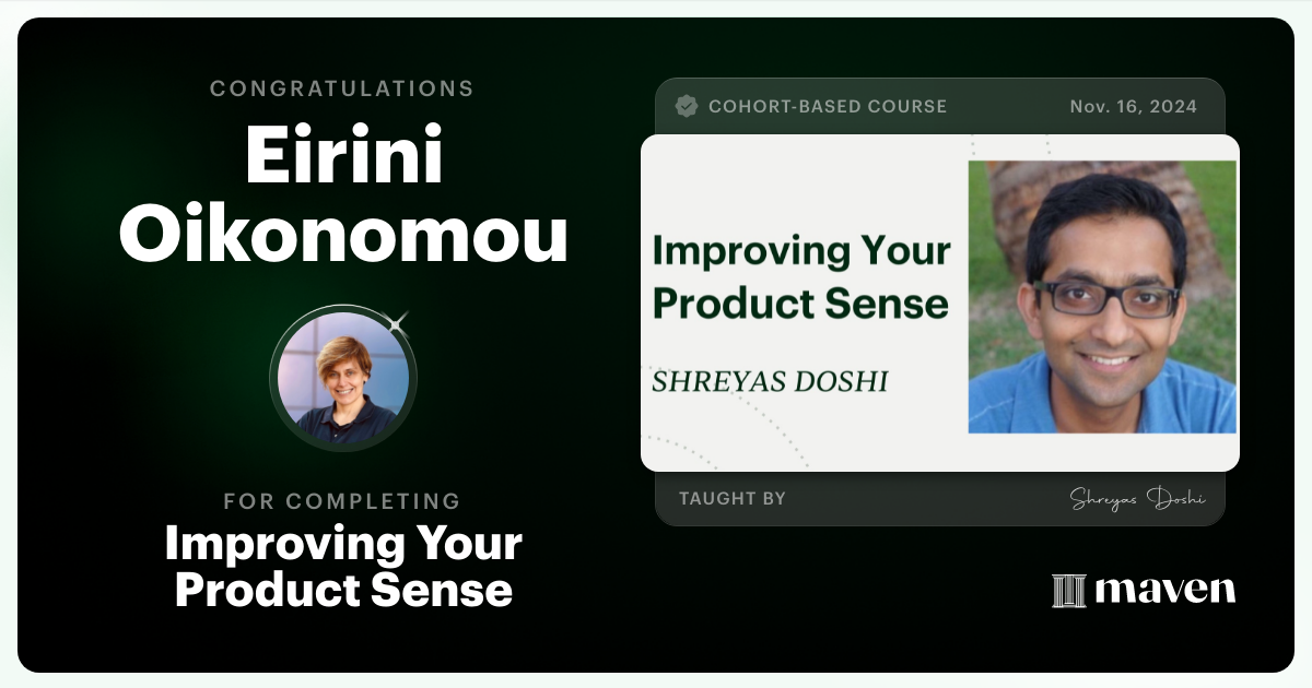 Certificate of Completion for World-class Product Sense in Practice