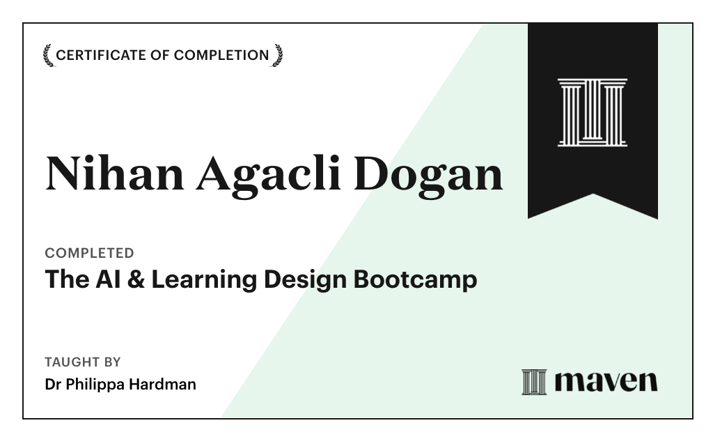 Certificate for The AI Bootcamp for L&D