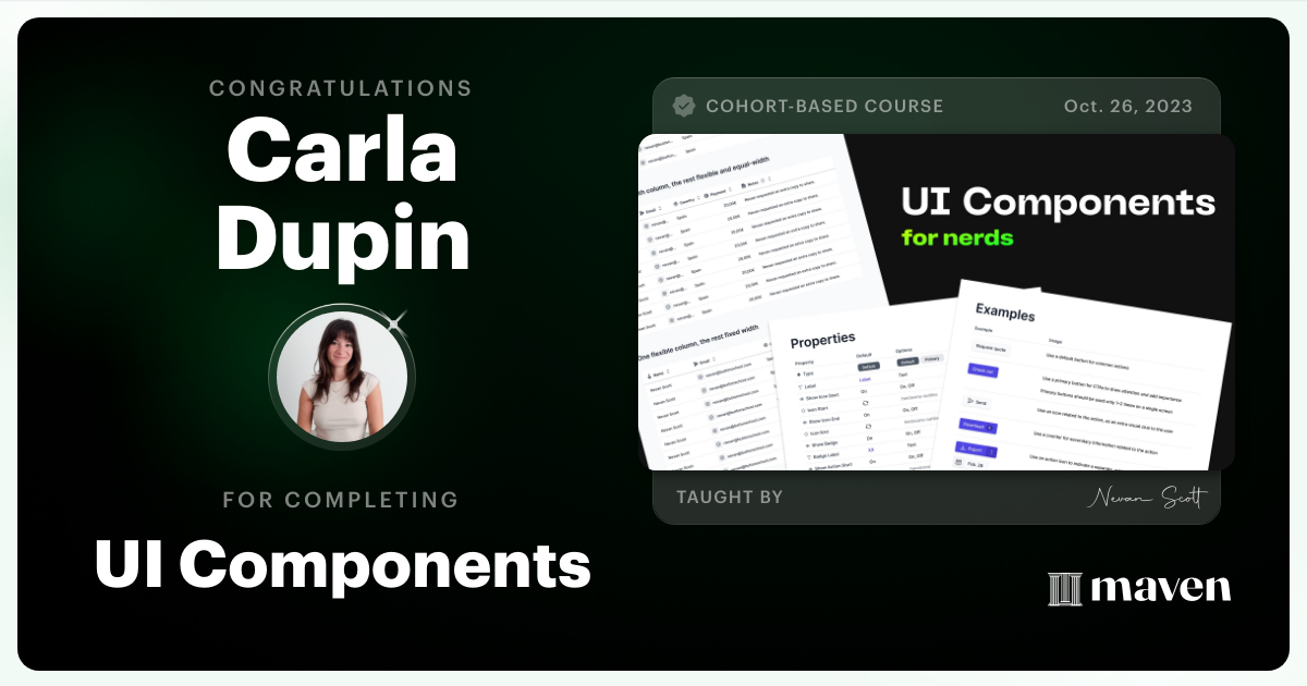 Certificate of Completion for UI Components