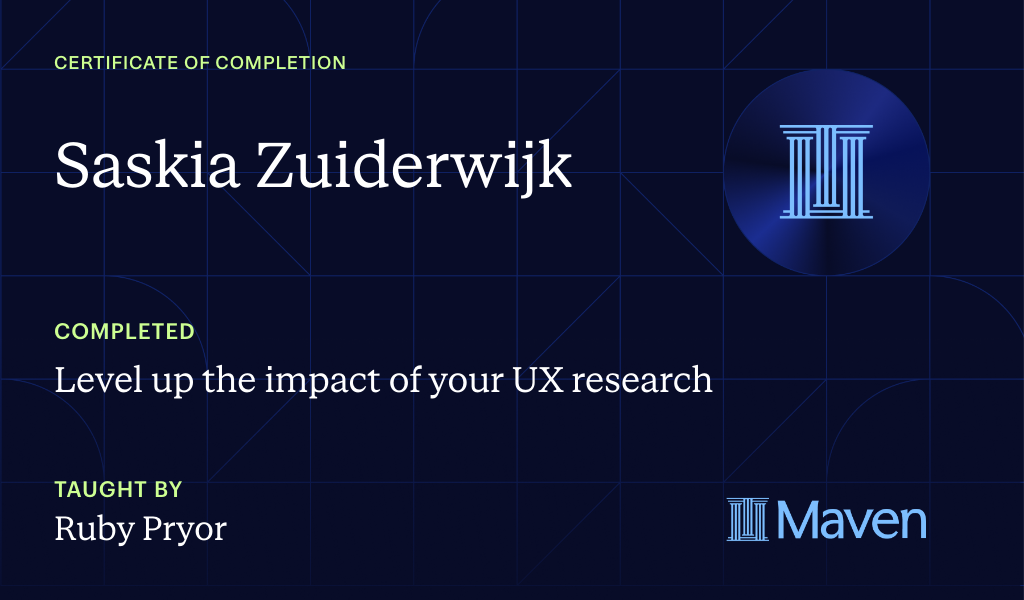 Certificate for Level up the impact of your UX research