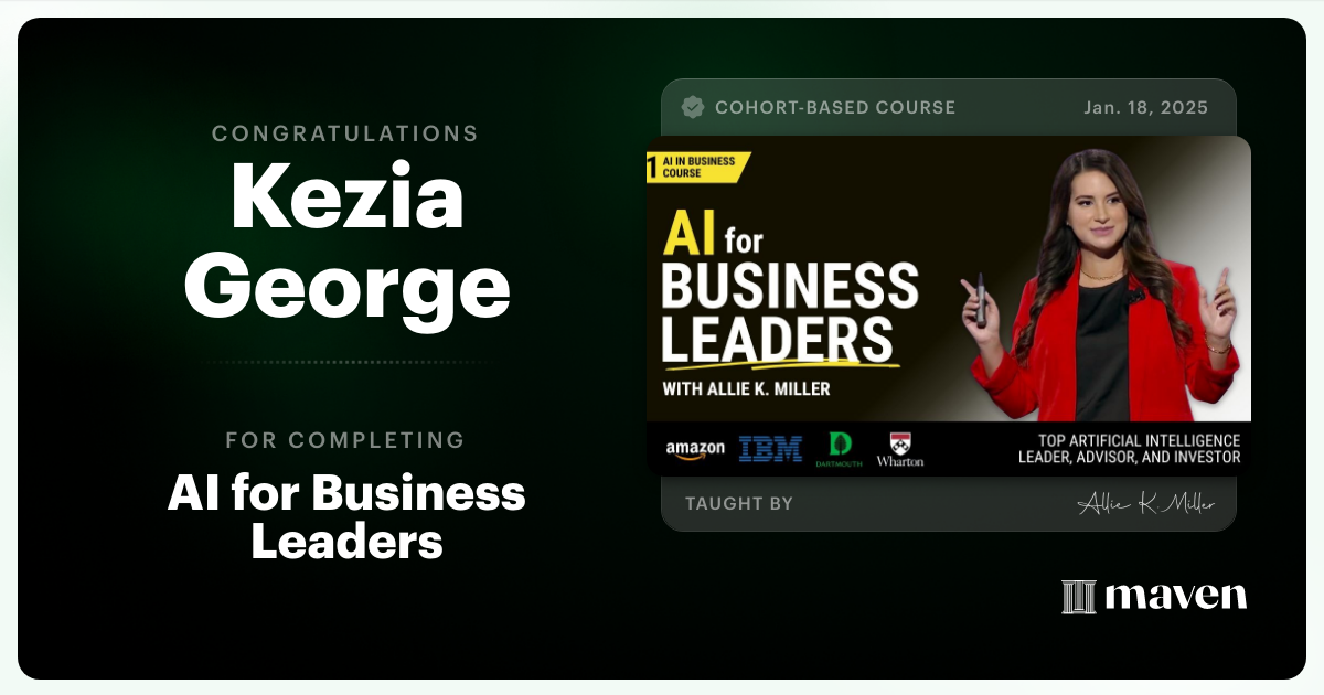 Certificate of Completion for AI for Business Leaders