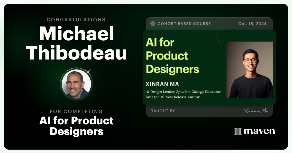 Certificate of Completion for AI for Product Designers