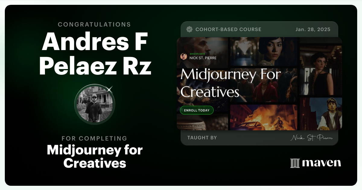 Certificate of Completion for Midjourney for Creatives