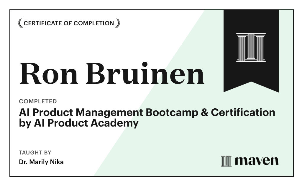 Certificate for AI Product Management Bootcamp & Certification by AI Product Academy