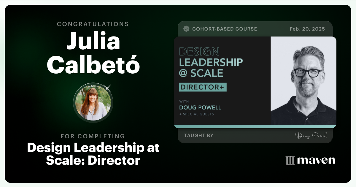 Certificate of Completion for Design Leadership at Scale: Director