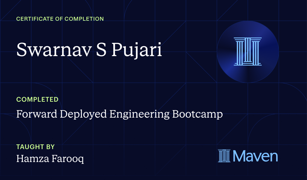 Certificate for Forward Deployed Engineering Bootcamp