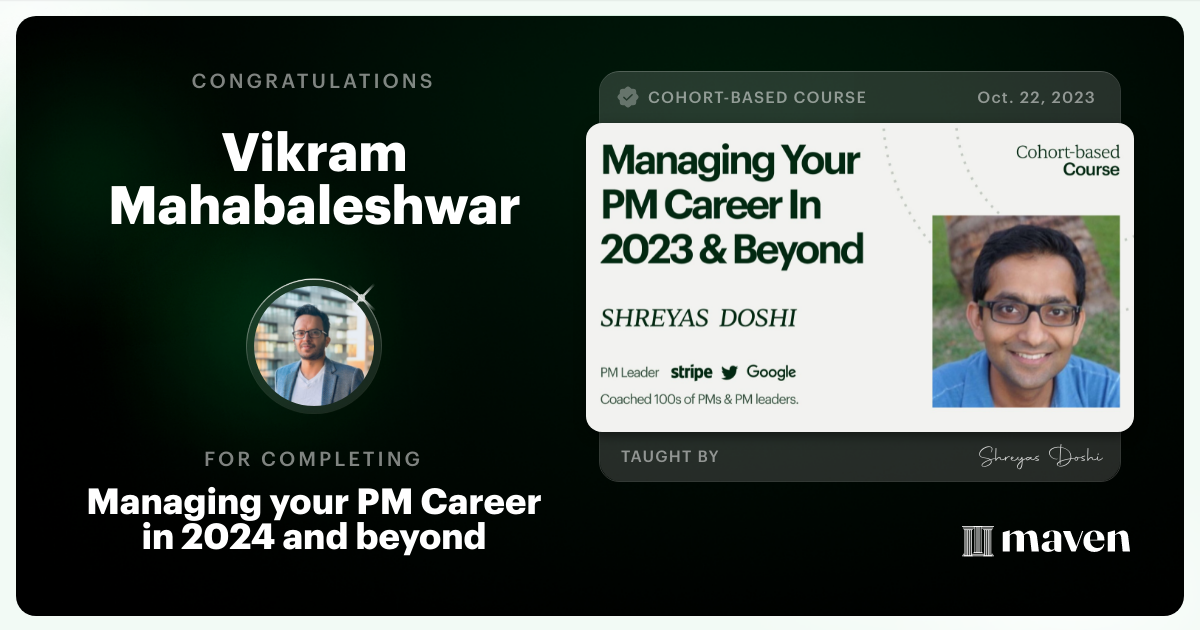Certificate of Completion for Managing your PM Career in 2025 and beyond