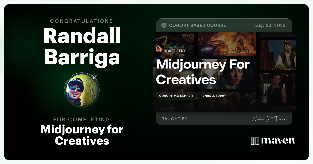 Certificate of Completion for Midjourney for Creatives