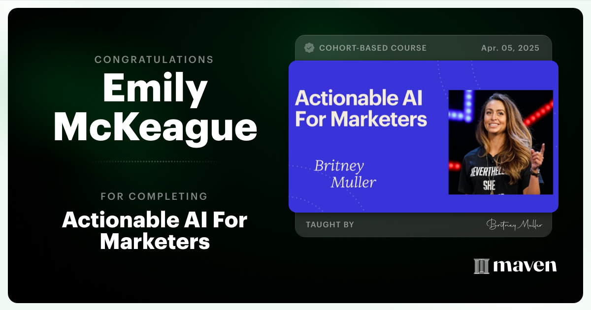 Certificate of Completion for Actionable AI For Marketers