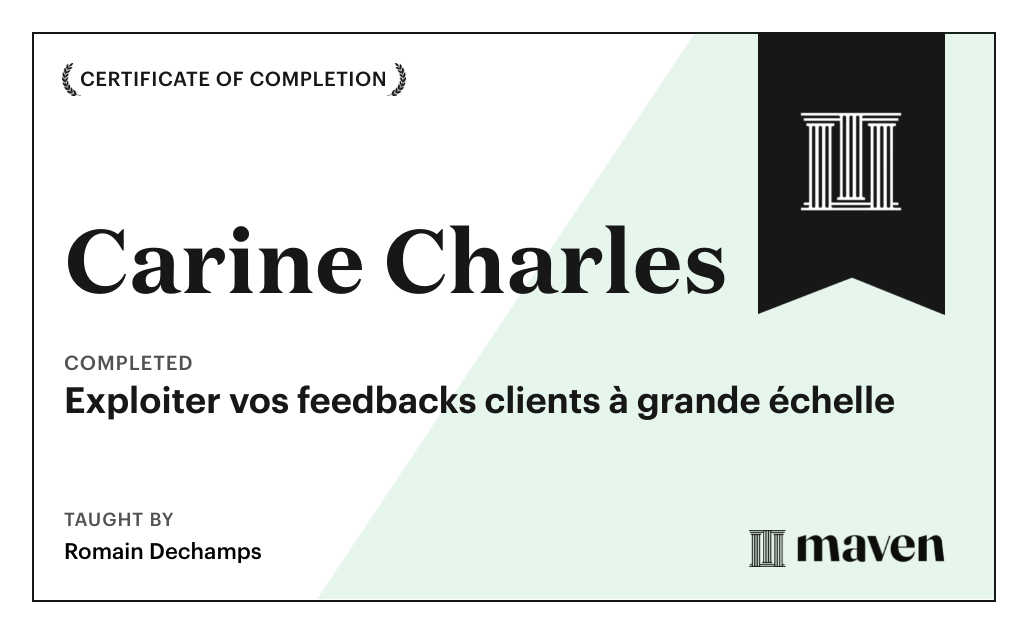 Certificate for AI Discipline | Exploiter vos feedbacks clients à grande échelle