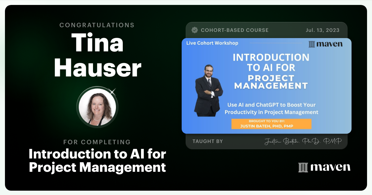 Certificate of Completion for Project Management AI
