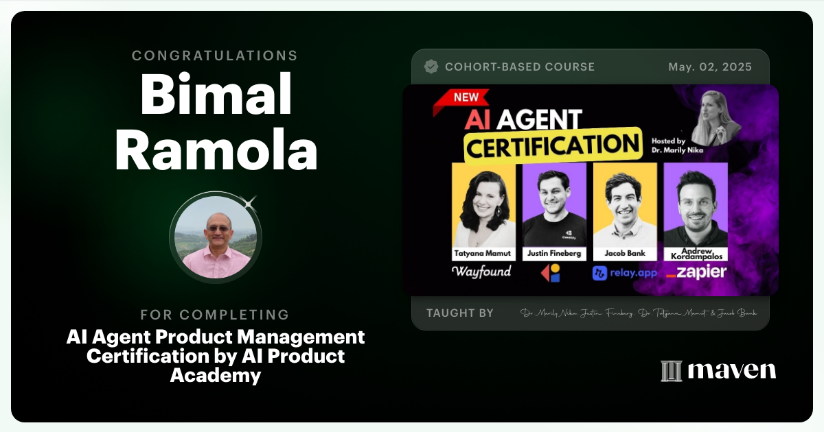 Certificate of Completion for OpenClaw & Claude Code Certification for AI-Native PMs by AI Product Academy