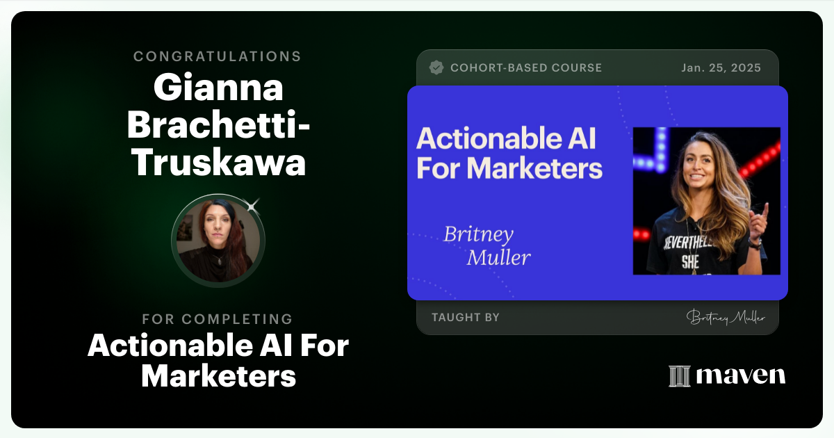 Certificate of Completion for Actionable AI For Marketers